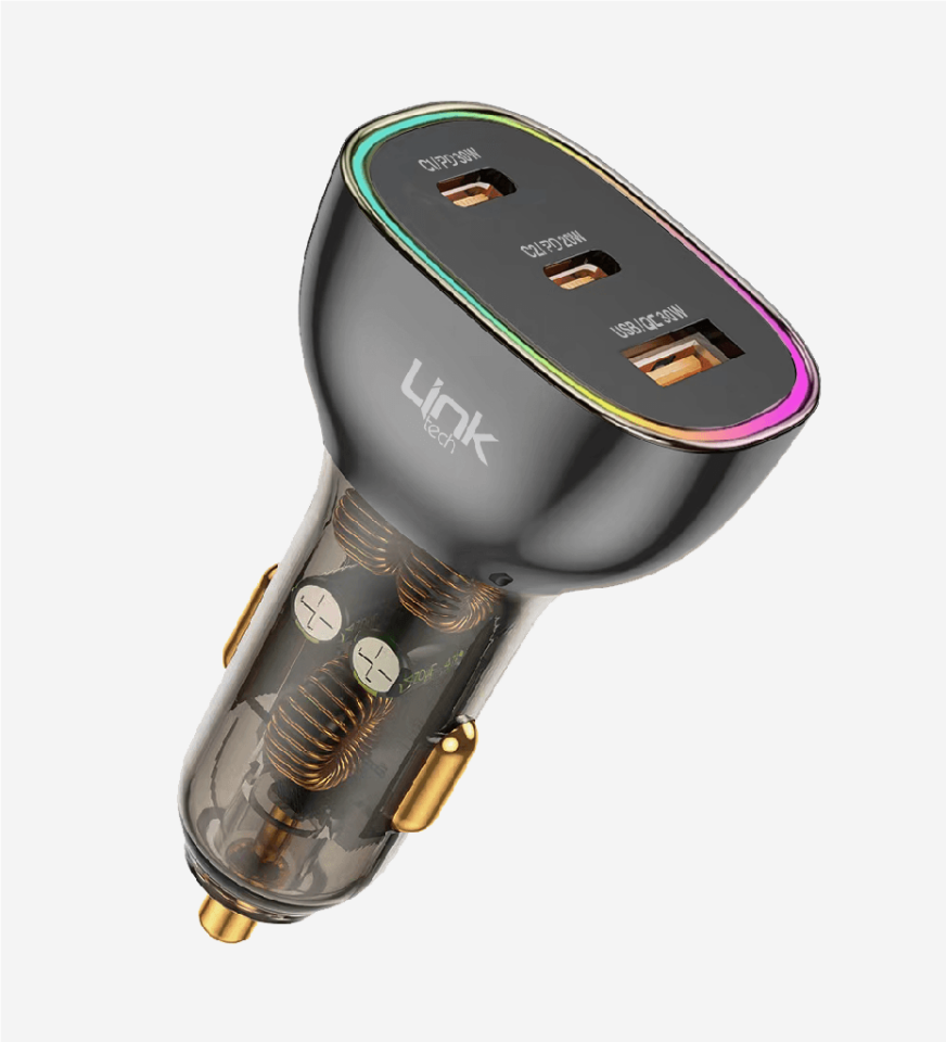 Linktech C506 Şeffaf 80W Çift PD (30+20W) & QC 30W Süper Hızlı Araç Şarj Cihazı