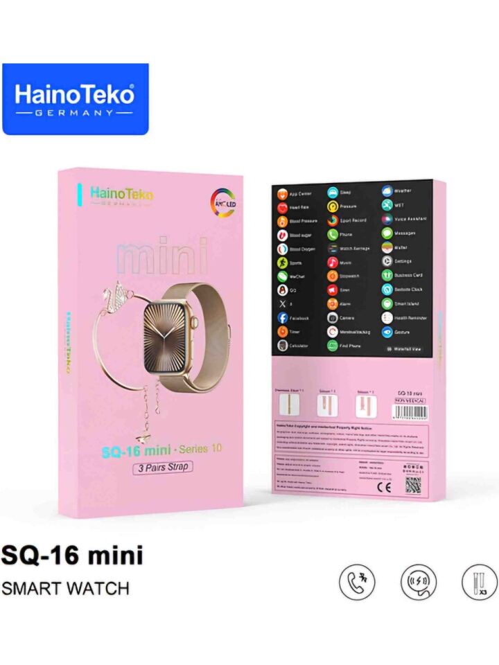 Haino Teko Germany SQ16 Mini Akıllı Saat, 3 Kordon 1 Adet Bileklik