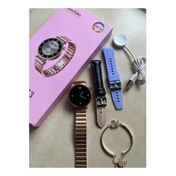 Haino Teko Germany RW-43 Amoled Ekran 3 Kordon Bileklik Hediyeli Kadın Akıllı Saat