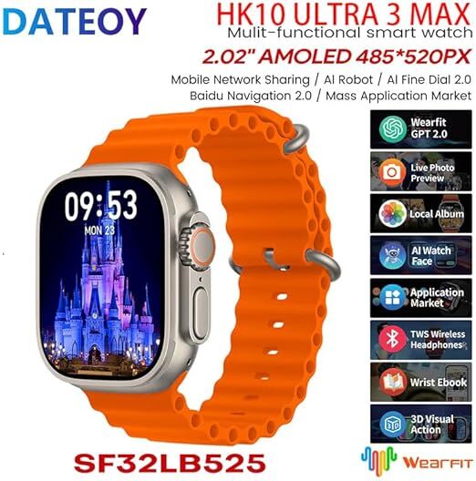 Hk10 Ultra 3 Max 49M 4 Gb Ram 16Gb Hafıza Amoled  Akıllı Saat